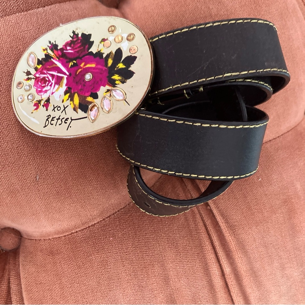 Betsey Johnson Vintage Y2K Black Leather Belt S
